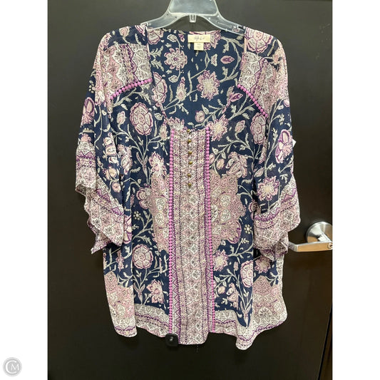 Top Short Sleeve By Style And Company In Flowered, Size: Xxl