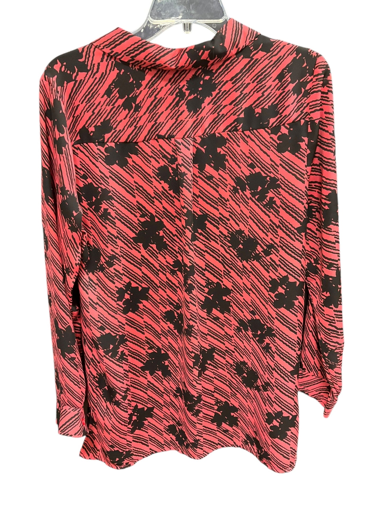 Blouse Long Sleeve By Dana Buchman In Black & Red, Size: M