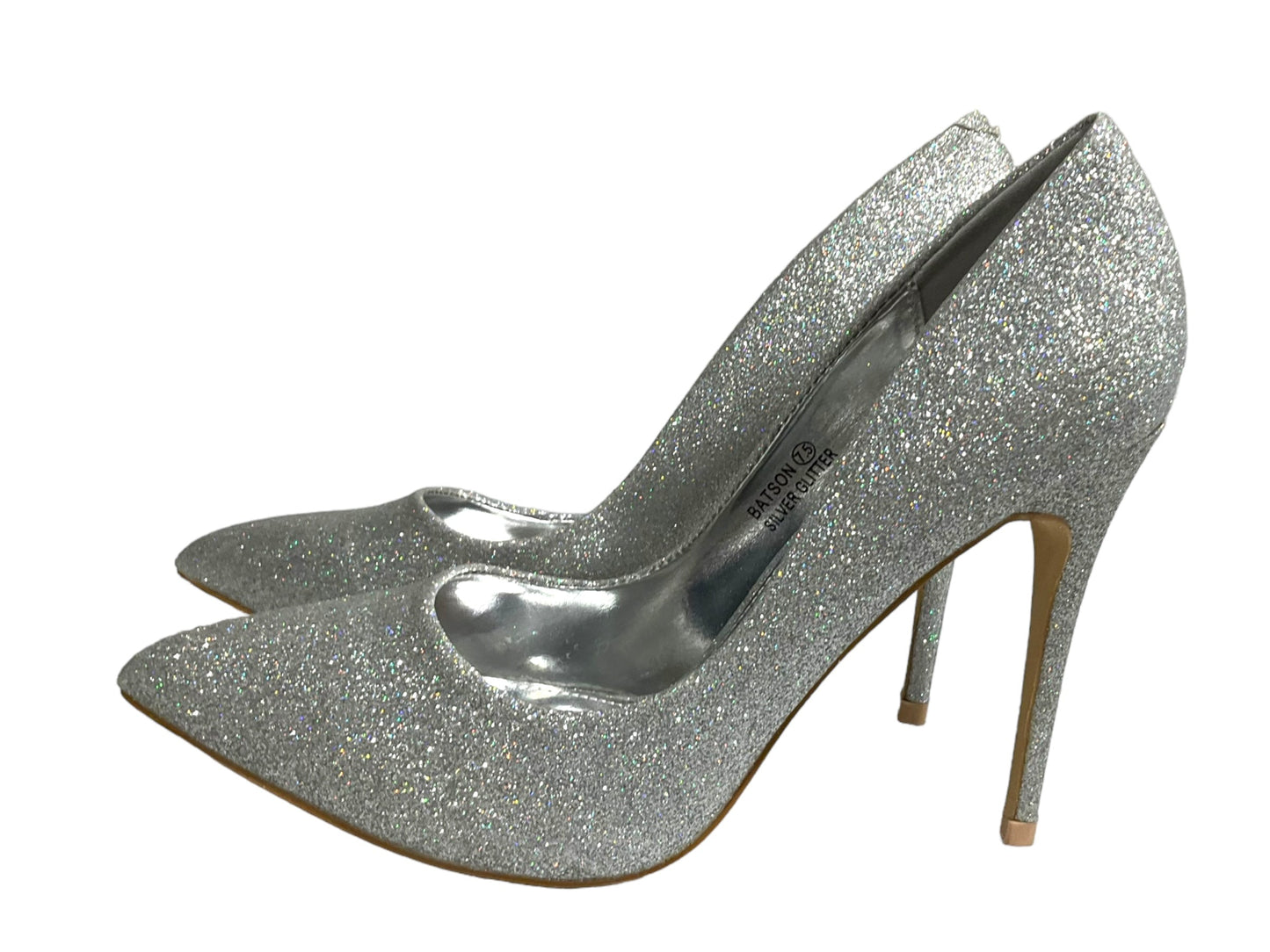 Silver Shoes Heels Stiletto Bella Marie, Size 7.5