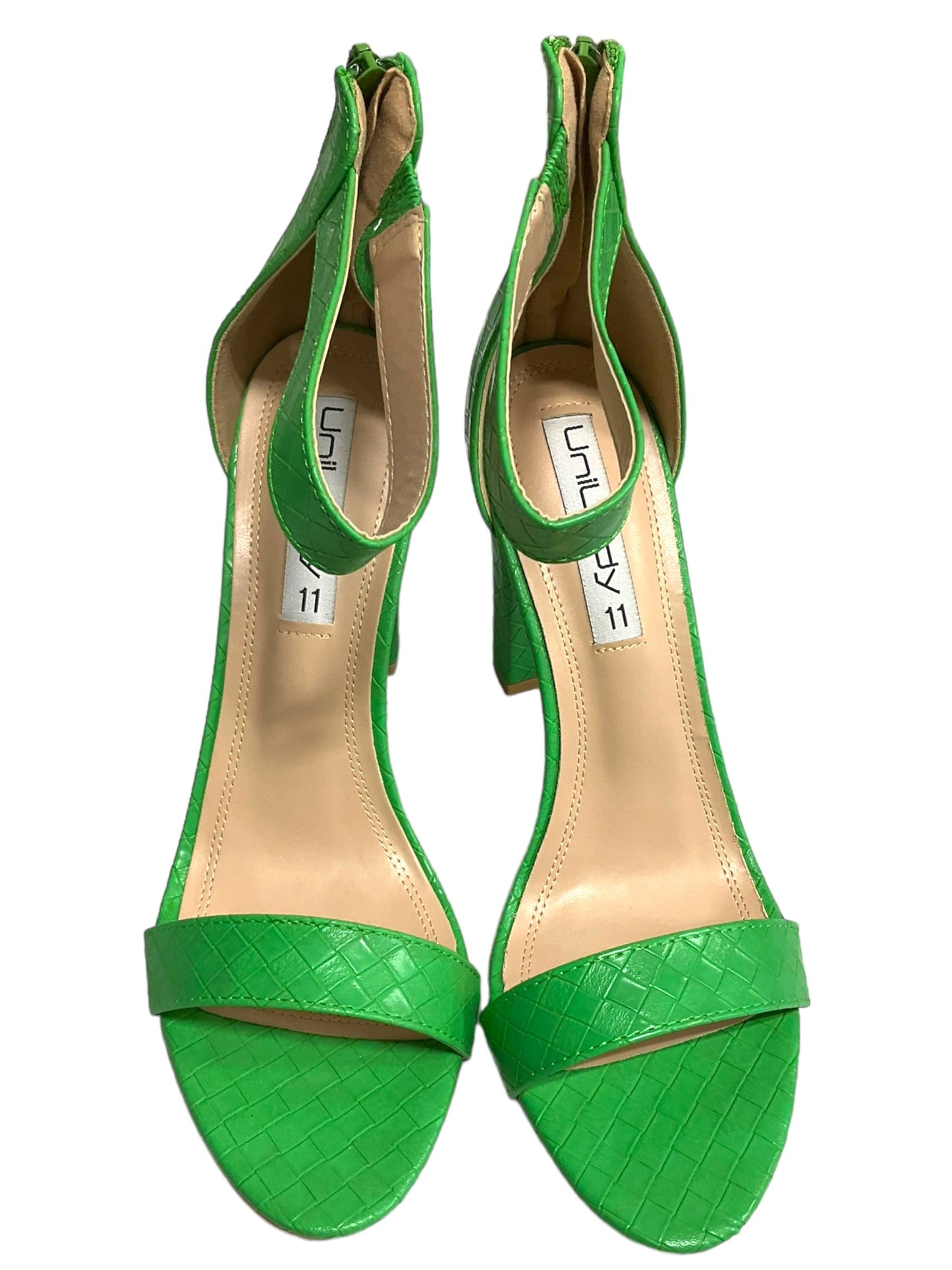 Green Shoes Heels Block Clothes Mentor, Size 11