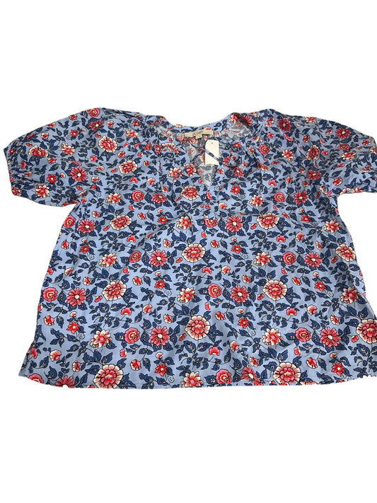 Floral Print Top Short Sleeve Loft, Size M