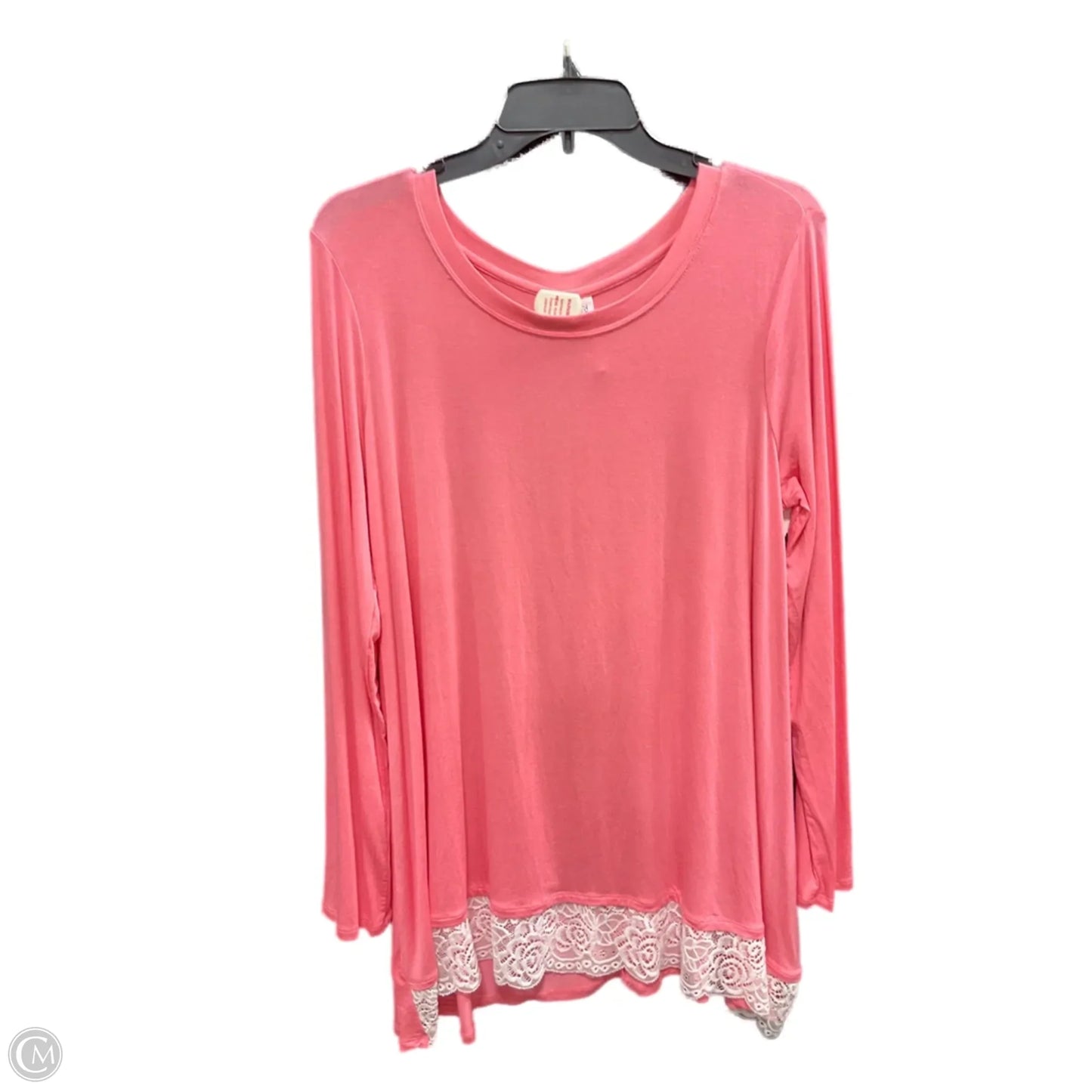 Top Long Sleeve Basic By Zenana Outfitters In Coral, Size: Xl