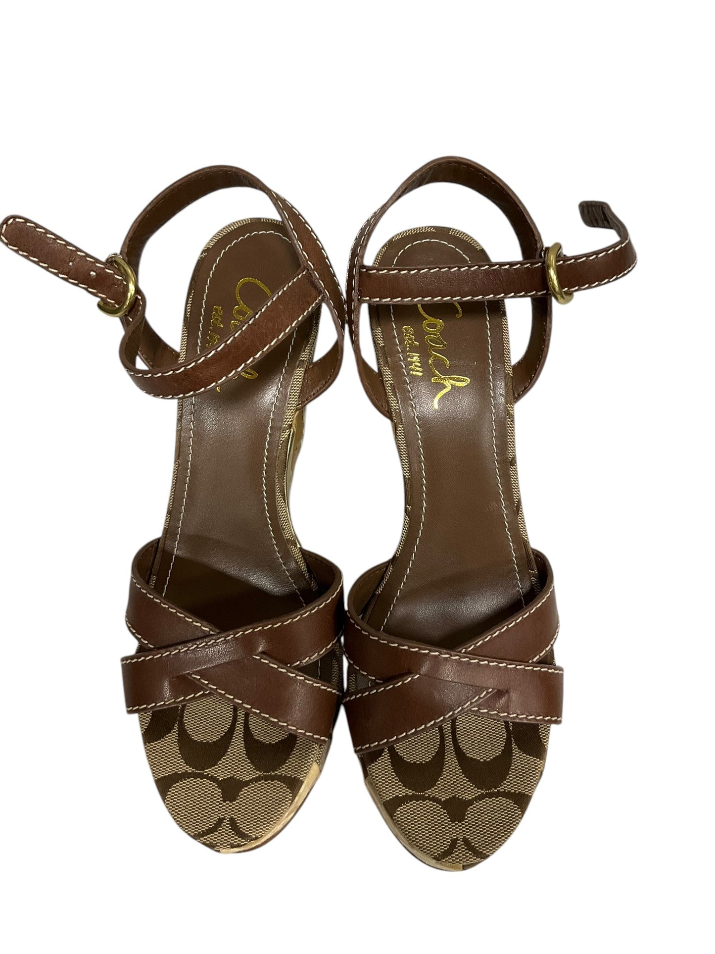 Sandals Designer By Coach In Brown, Size: 7.5