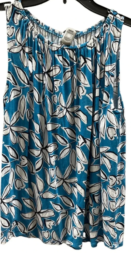 Top Sleeveless By Loft In Blue & White, Size: S