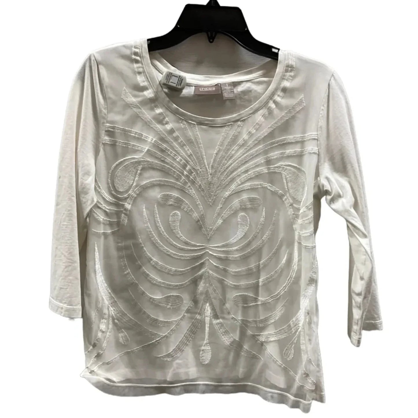 Top Long Sleeve Basic By Chicos In White, Size: M