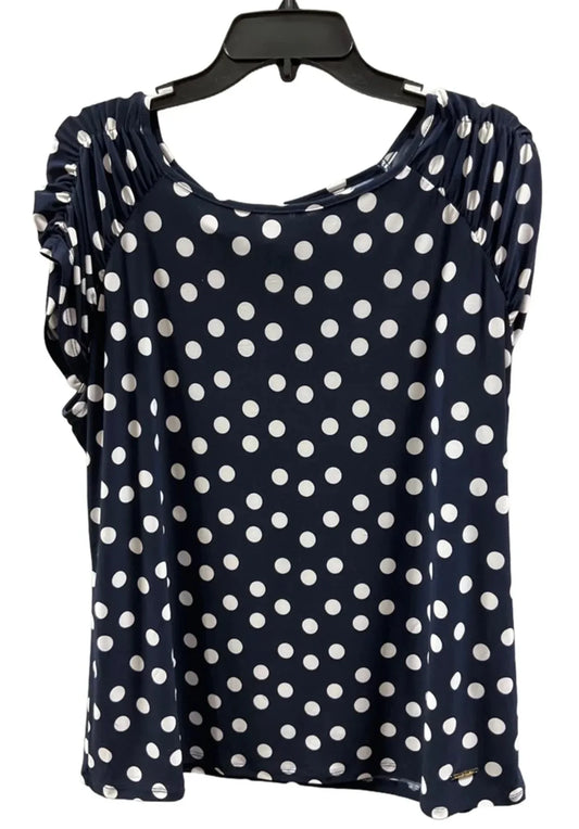 Top Short Sleeve By Anne Klein In Polkadot Pattern, Size: Xl