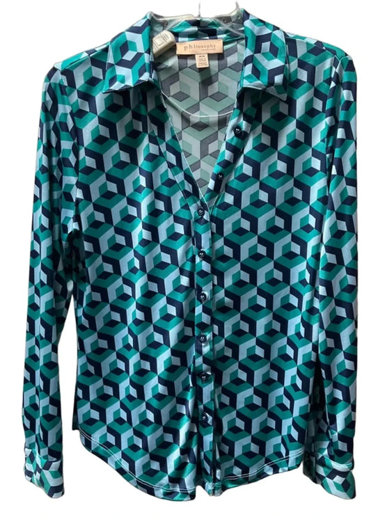 Blouse Long Sleeve By Philosophy In Multi-colored, Size: M