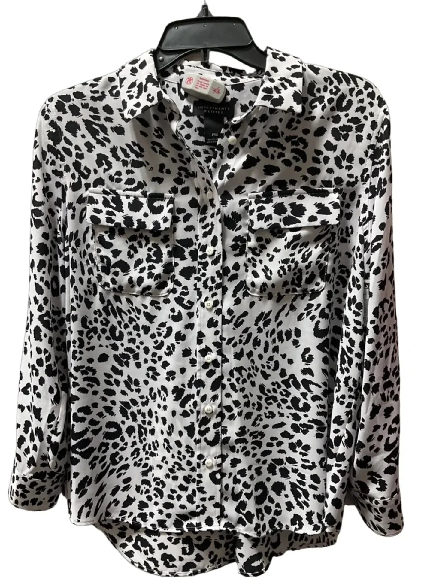 Blouse Long Sleeve By Investments In Black & White, Size: Mp