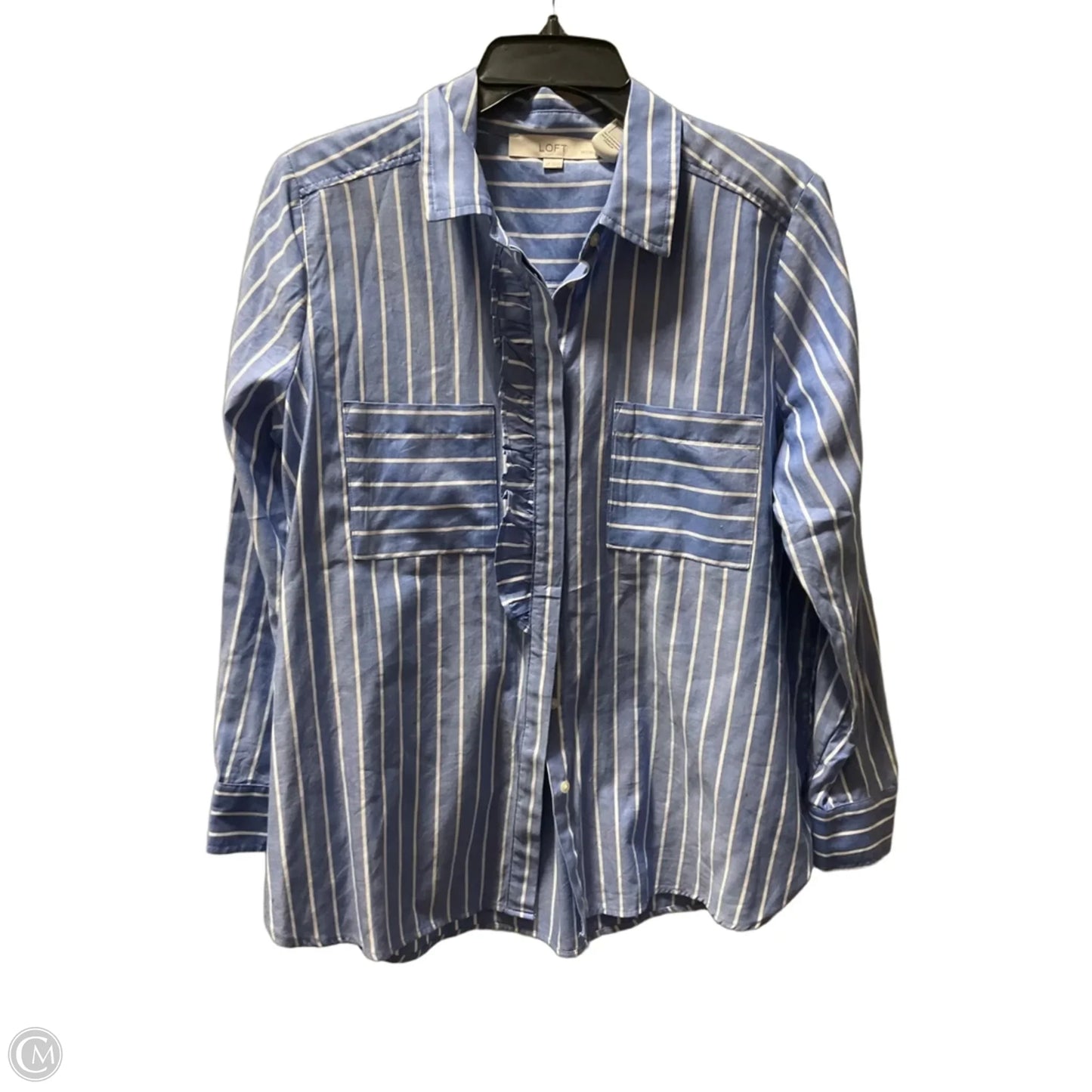 Blouse Long Sleeve By Loft In Striped Pattern, Size: Lp
