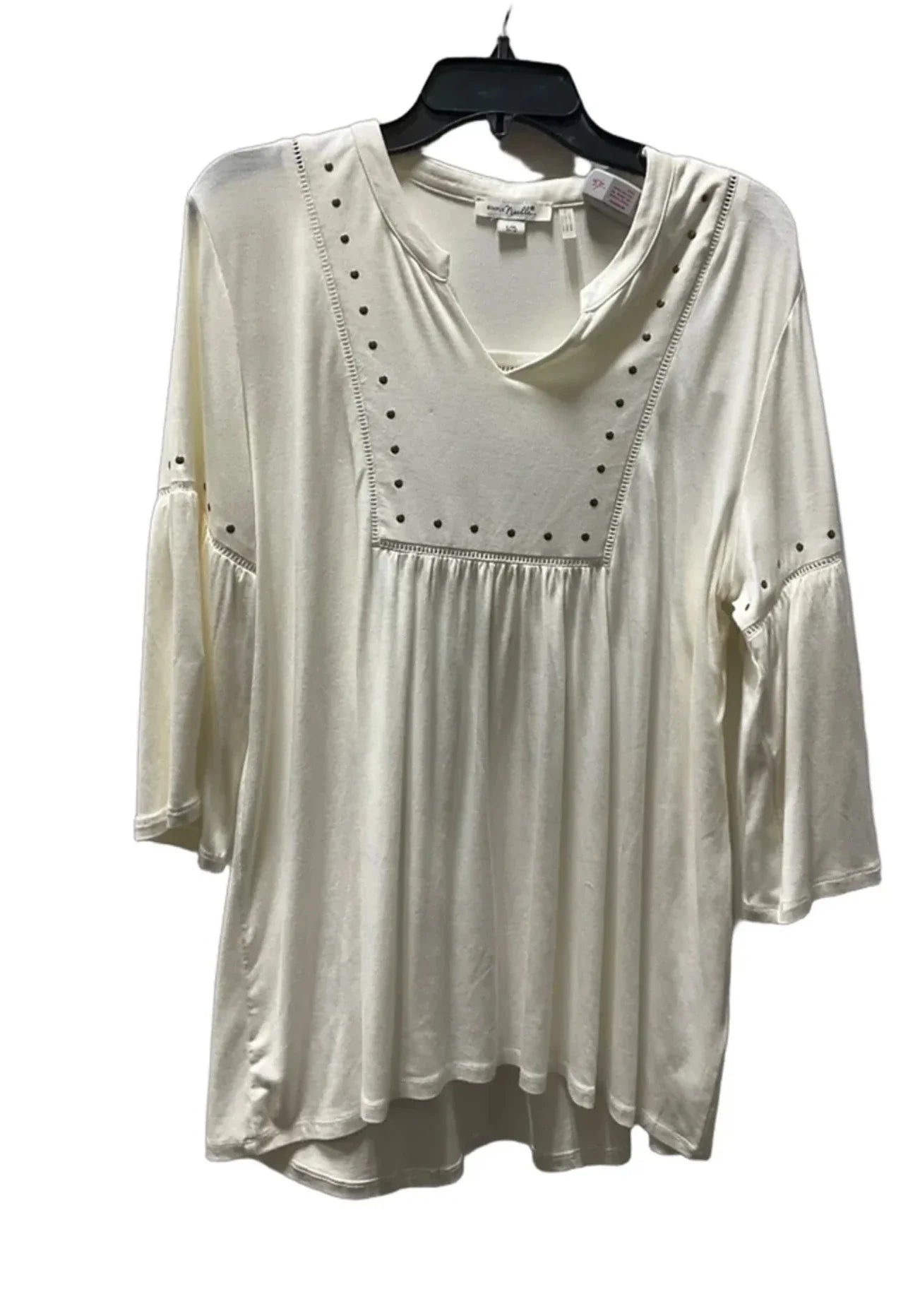 Top Short Sleeve By Simply Noelle In White, Size: L