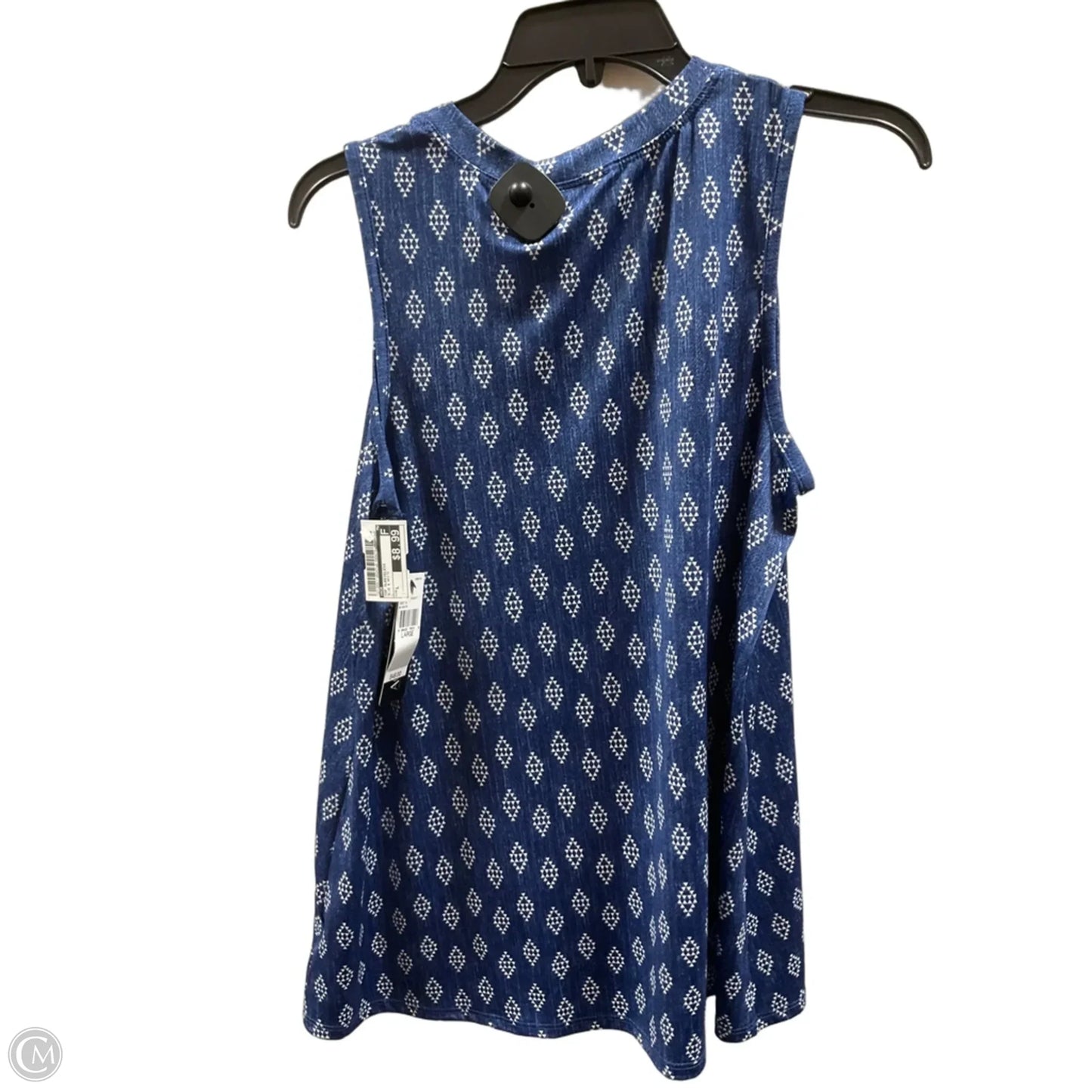 Top Sleeveless By Agb In Blue & White, Size: L