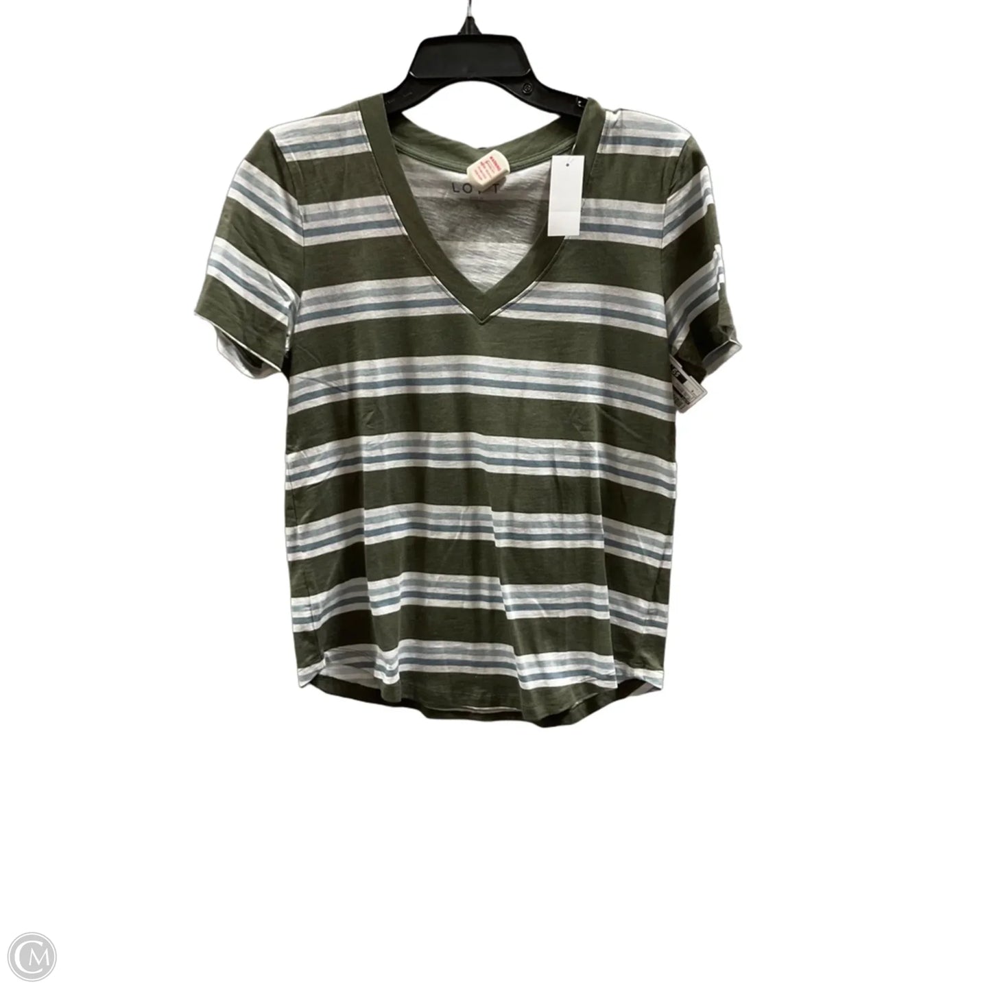 Top Short Sleeve Basic By Loft In Striped Pattern, Size: S
