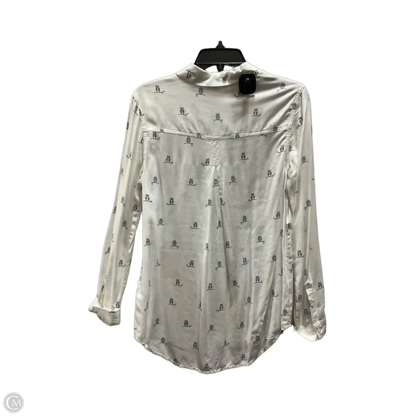 Blouse Long Sleeve By Beachlunchlounge In Blue & White, Size: M