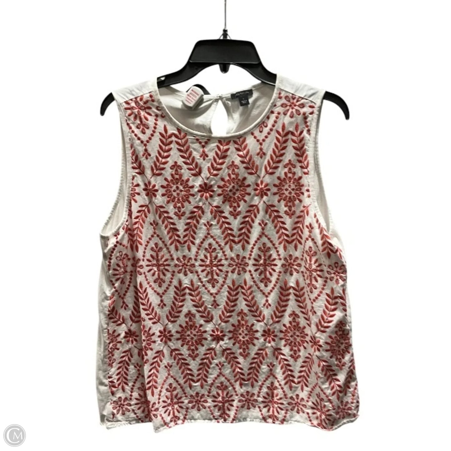 Top Sleeveless By Ann Taylor In Red & White, Size: L