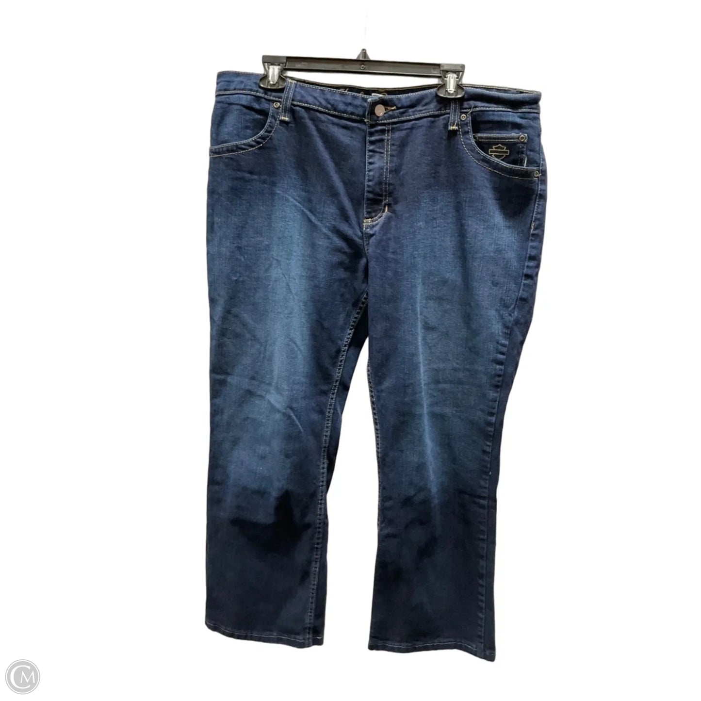 Jeans Boot Cut By Harley Davidson In Blue Denim, Size: 16