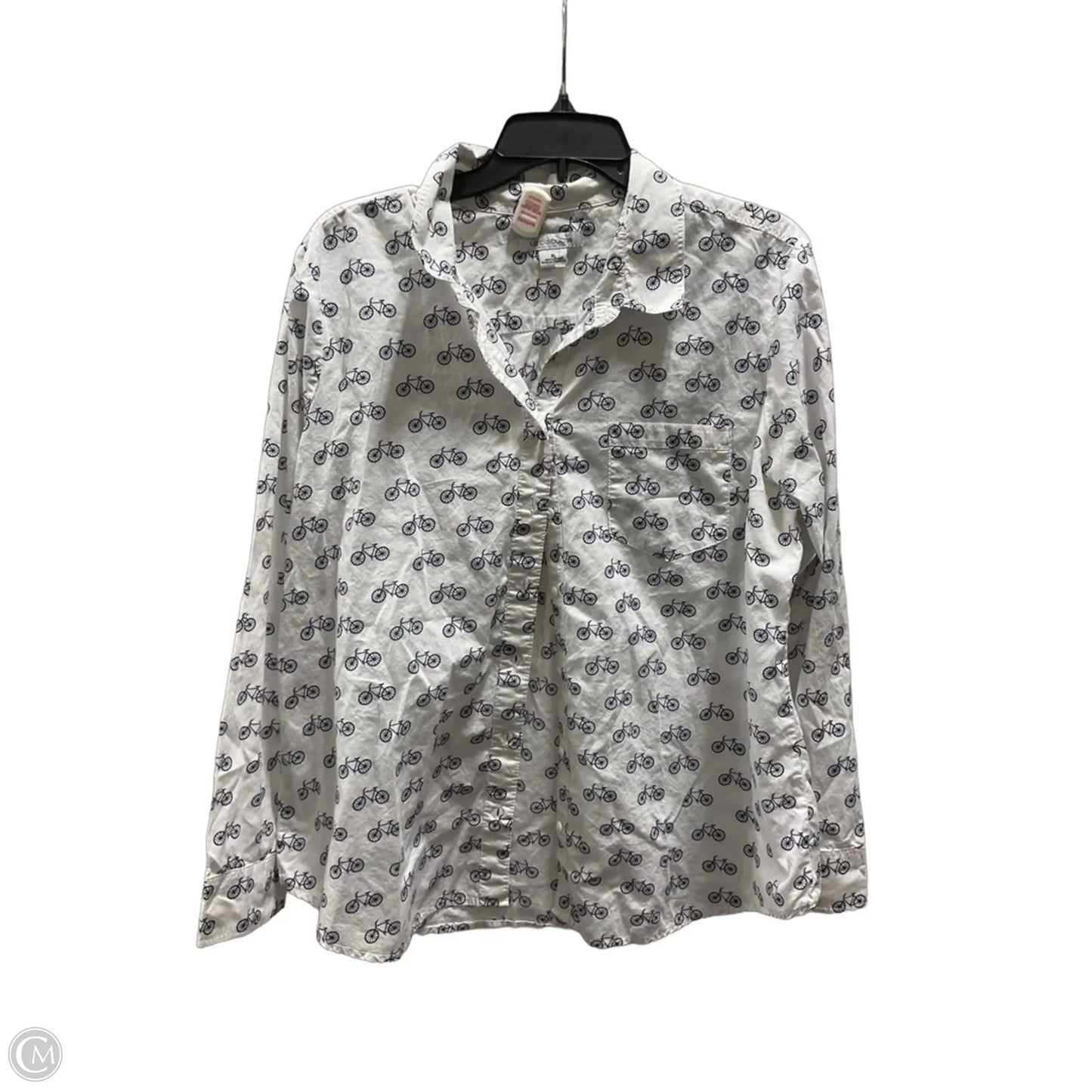 Blouse 3/4 Sleeve By Liz Claiborne In Blue & White, Size: Xl