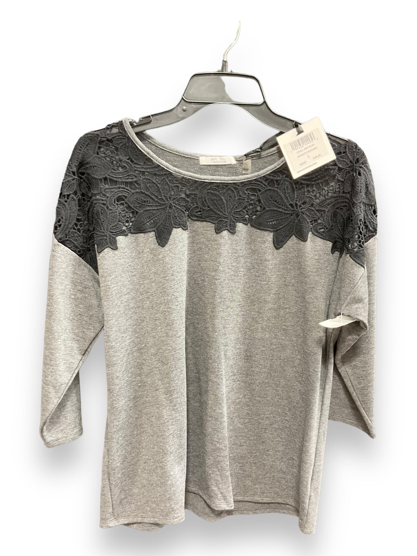 Grey Top Long Sleeve 89th And Madison, Size L