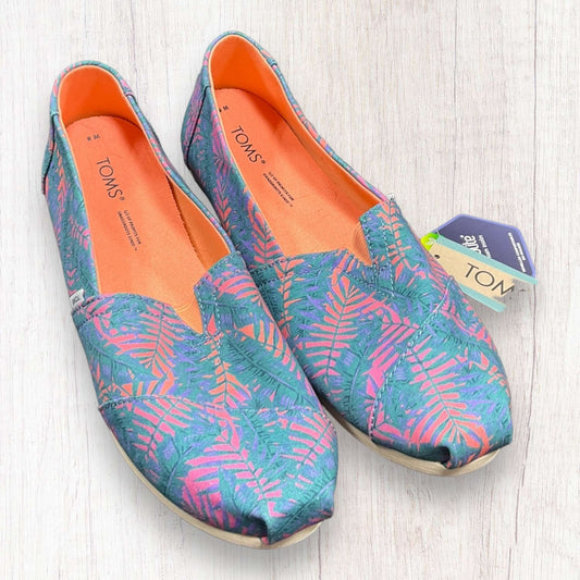 Tropical Print Shoes Flats Toms, Size 8