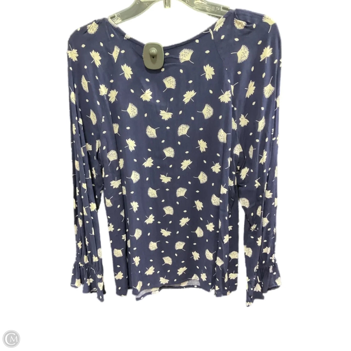 Top Long Sleeve By Anne Klein In Blue & White, Size: M