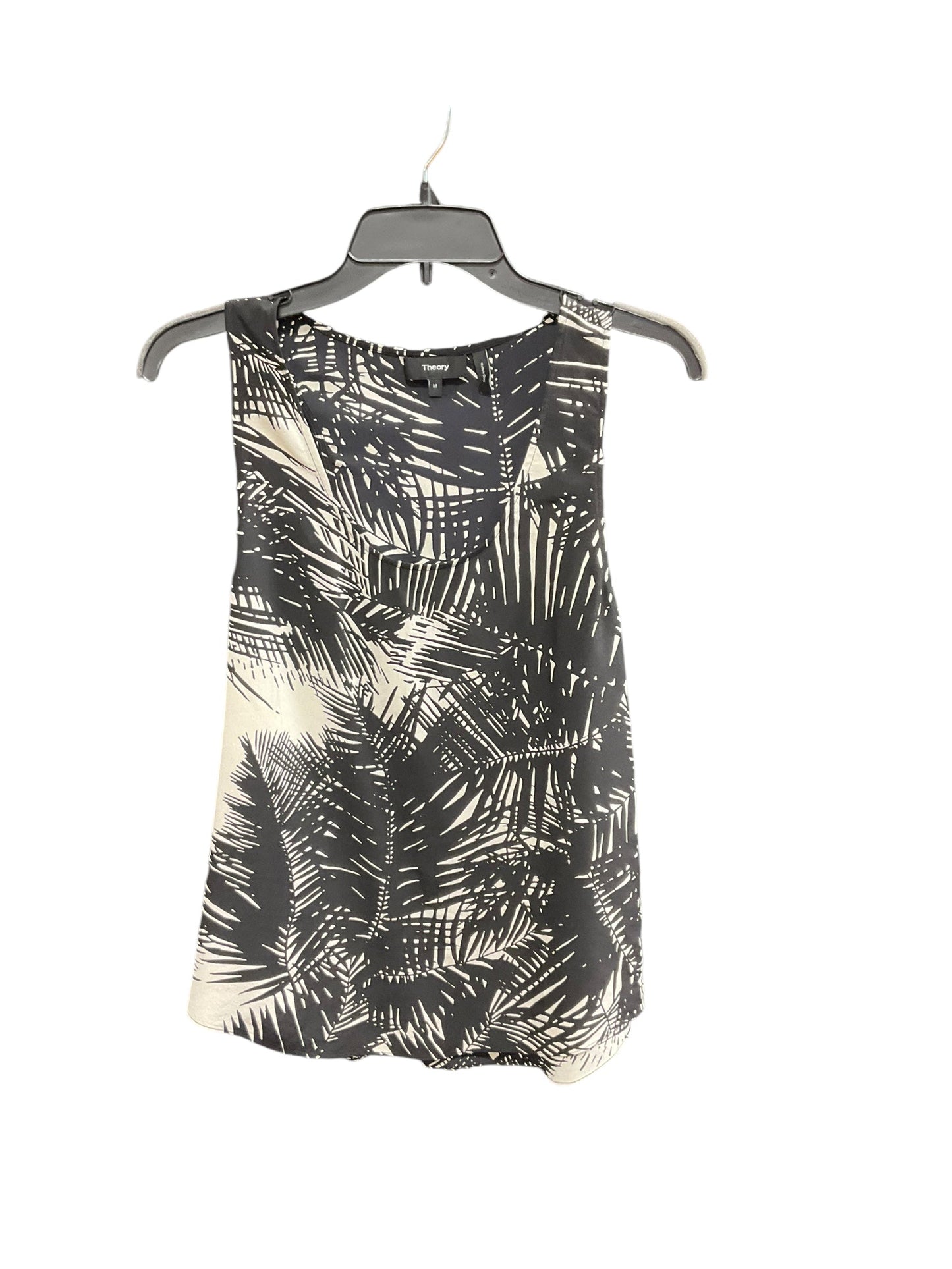 Top Sleeveless By Theory In Black & Cream, Size: M