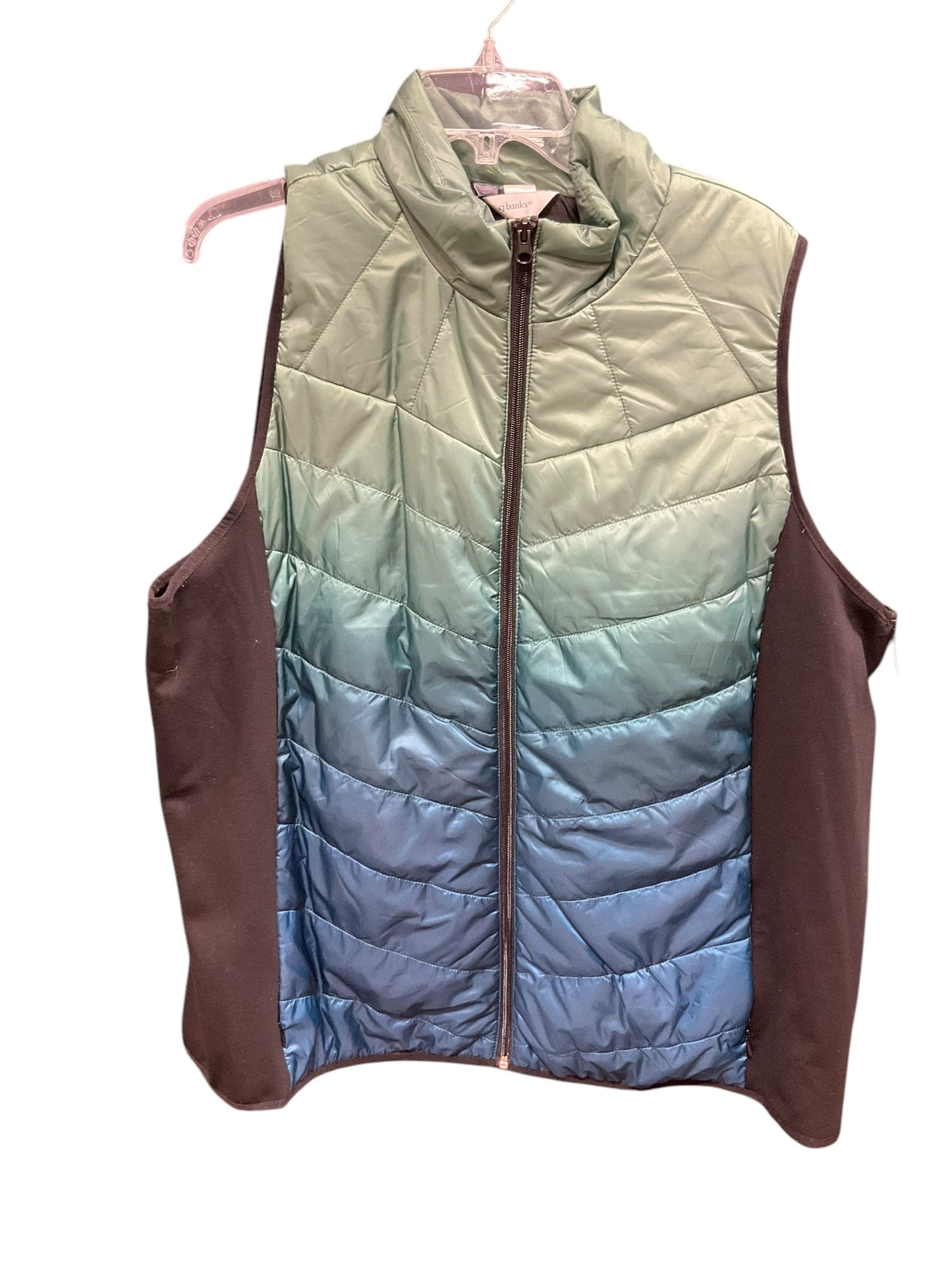 Vest Puffer & Quilted By Cj Banks In Blue & Green, Size: 2x