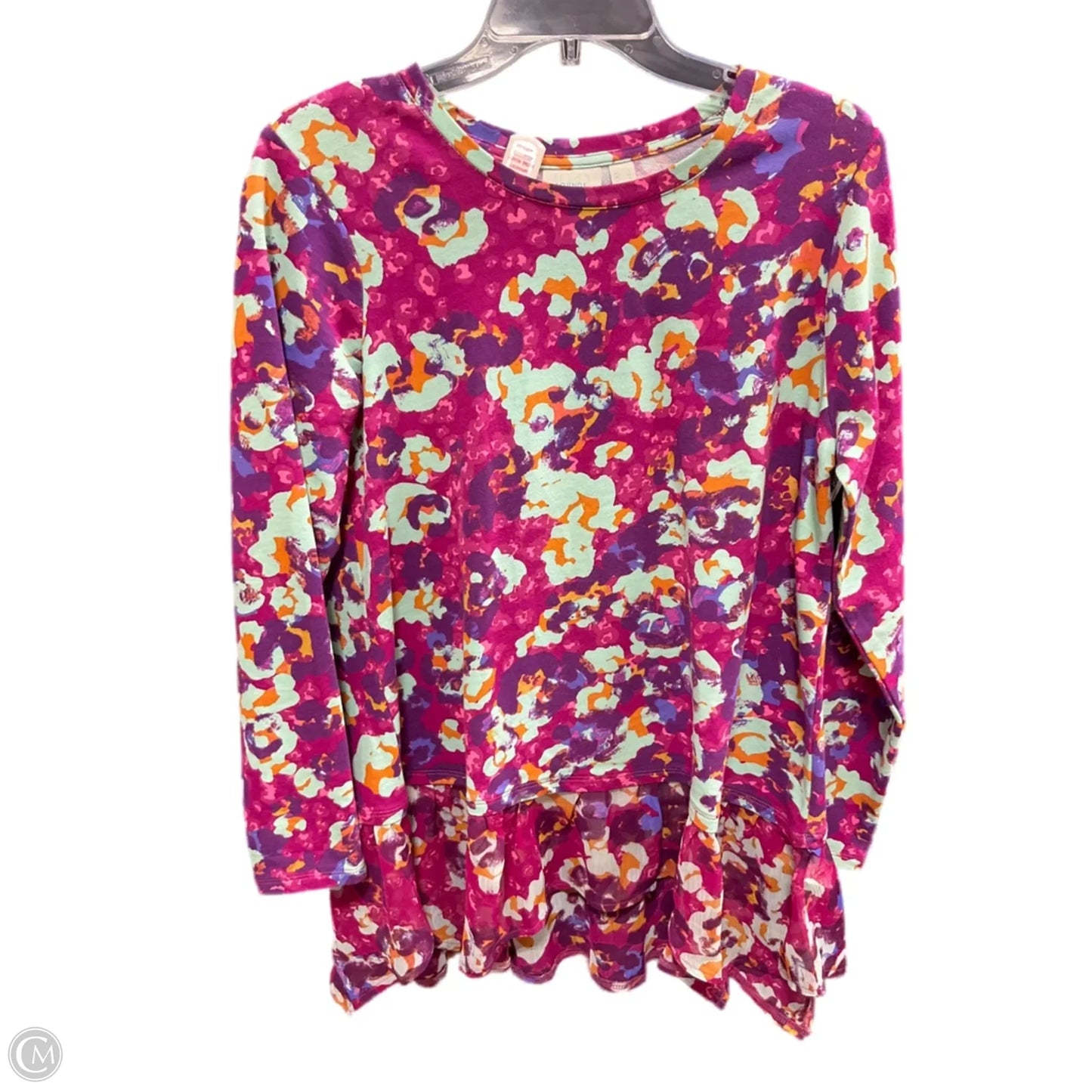 Top Long Sleeve By Logo In Green & Purple, Size: S