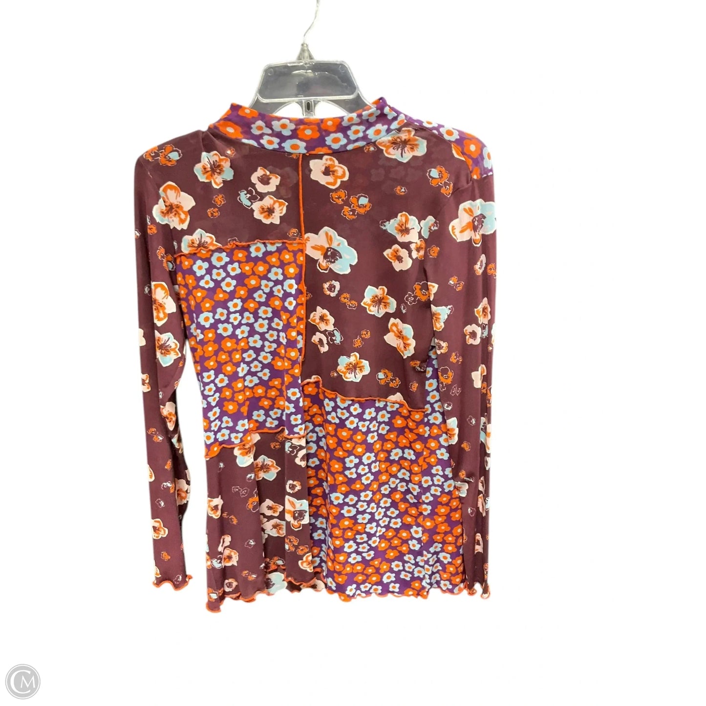 Top Long Sleeve By Logo In Orange & Red, Size: S