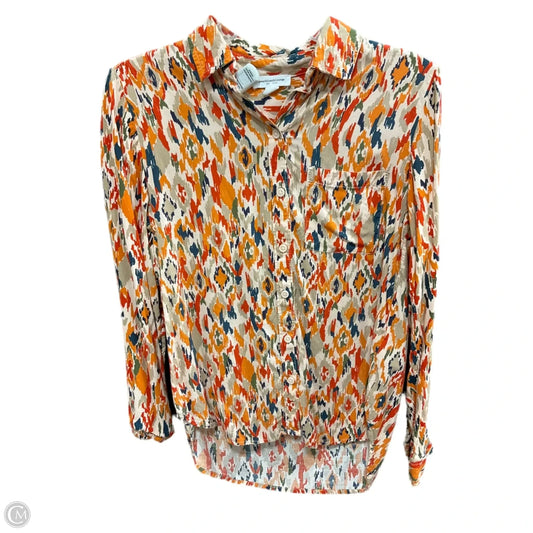 Blouse Long Sleeve By Beachlunchlounge In Green & Orange, Size: S