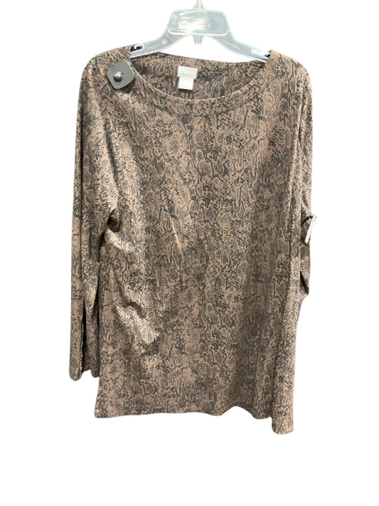 Top Long Sleeve By Chicos In Black & Brown, Size: Xl