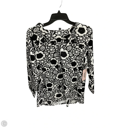 Top 3/4 Sleeve By Allison Daley In Black & White, Size: M
