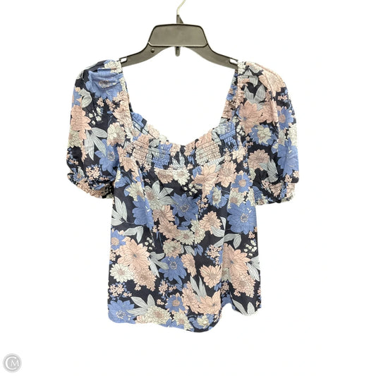 Top Short Sleeve By J. Crew In Blue & Pink, Size: Xxl