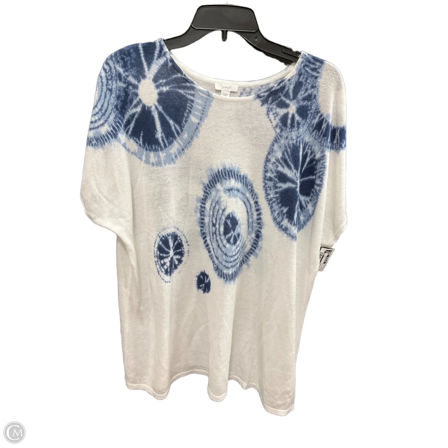 Sweater Short Sleeve By Pure Jill In Blue & White, Size: S