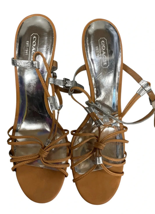 Sandals Designer By Coach In Tan, Size: 9