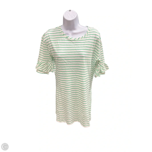 Top Short Sleeve By Matilda Jane In Green & White, Size: S