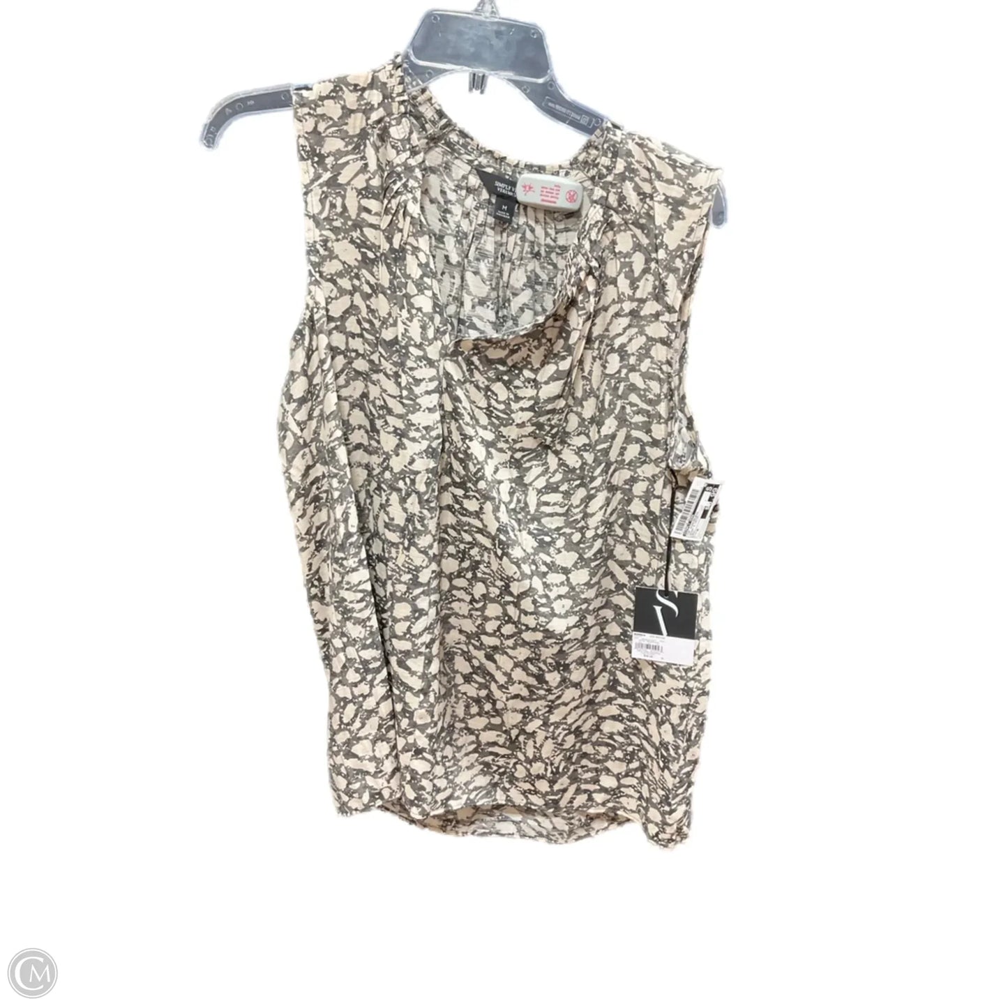 Top Sleeveless By Simply Vera In Brown & Cream, Size: M