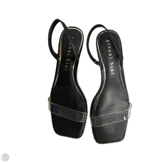 Shoes Heels Kitten By Gianni Bini In Black & Silver, Size: 9.5