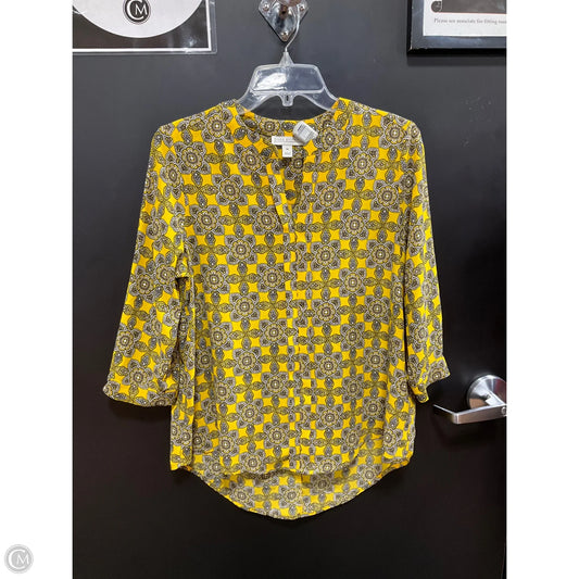 Top 3/4 Sleeve By Dana Buchman In Yellow, Size: M