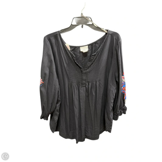 Top 3/4 Sleeve By Liz Claiborne In Black, Size: 1x
