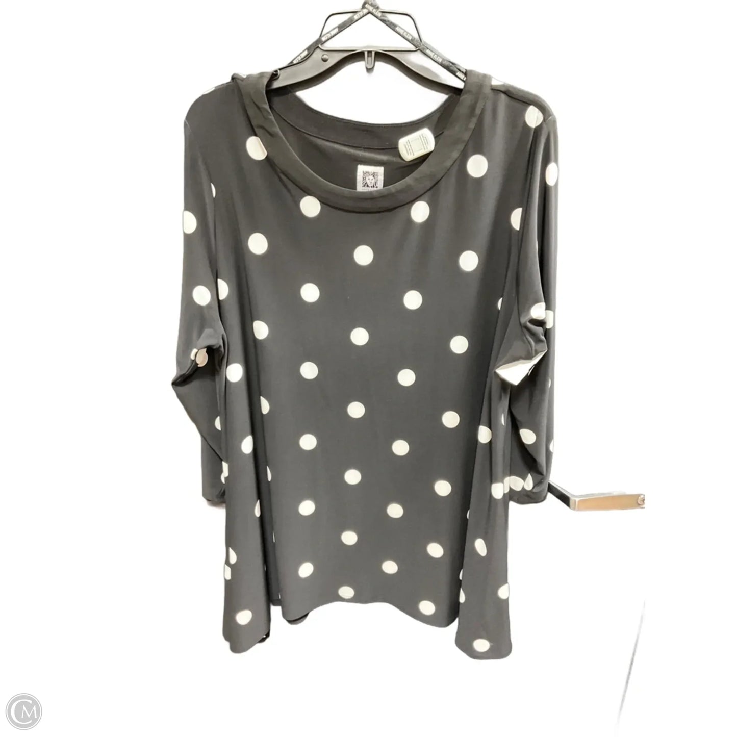 Top Long Sleeve By Anne Klein In Polkadot Pattern, Size: 2x