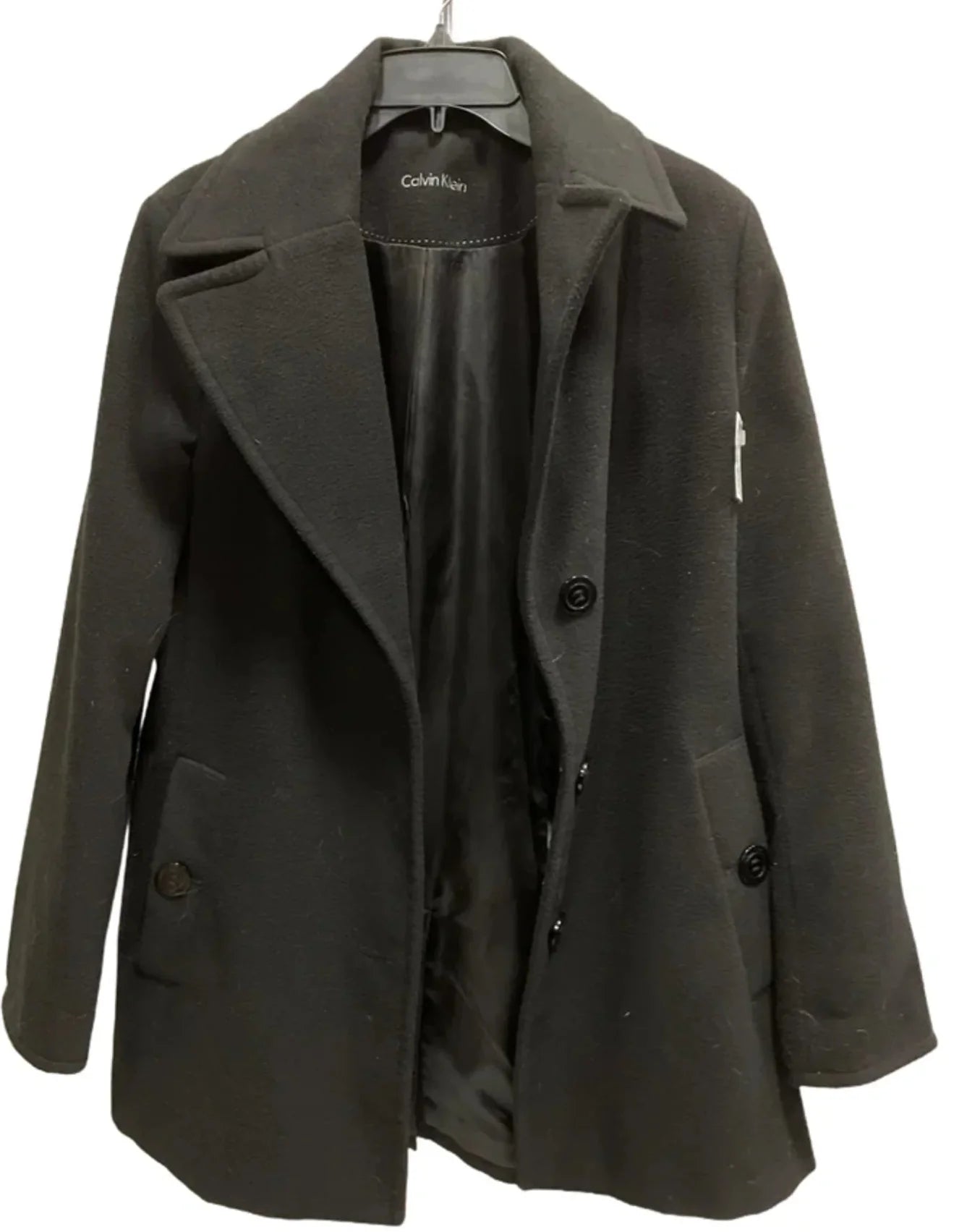 Coat Peacoat By Calvin Klein In Black, Size: Sp