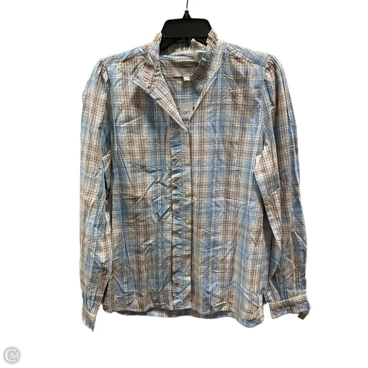Top Long Sleeve By Loft In Blue & Tan, Size: M