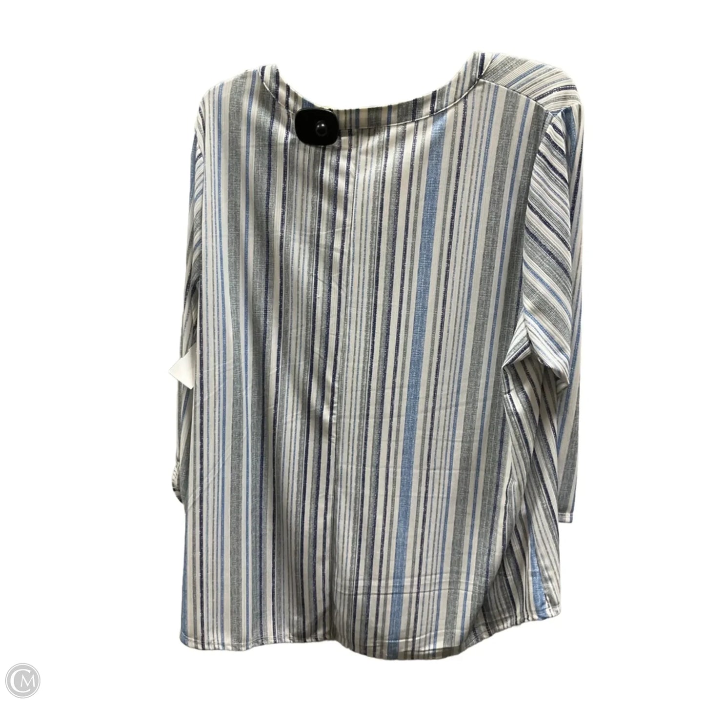 Top 3/4 Sleeve By Cure In Blue & White, Size: 2x