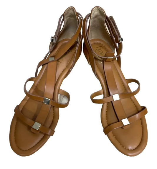 Sandals Heels Wedge By Franco Sarto In Tan, Size: 8