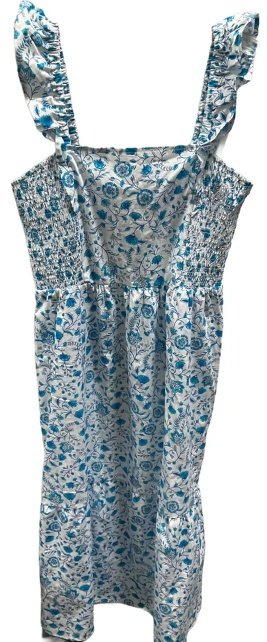 Dress Casual Maxi By Draper James In Blue & White, Size: L