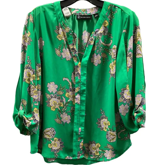 Top 3/4 Sleeve By New York And Co In Green, Size: M
