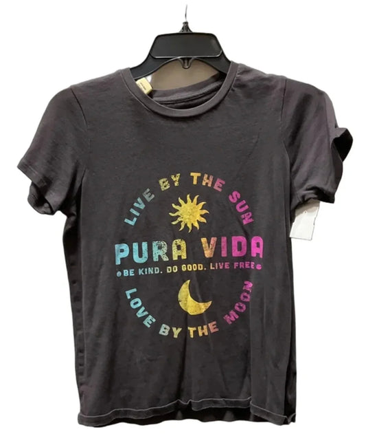 Athletic Top Short Sleeve By Puravida In Grey, Size: M