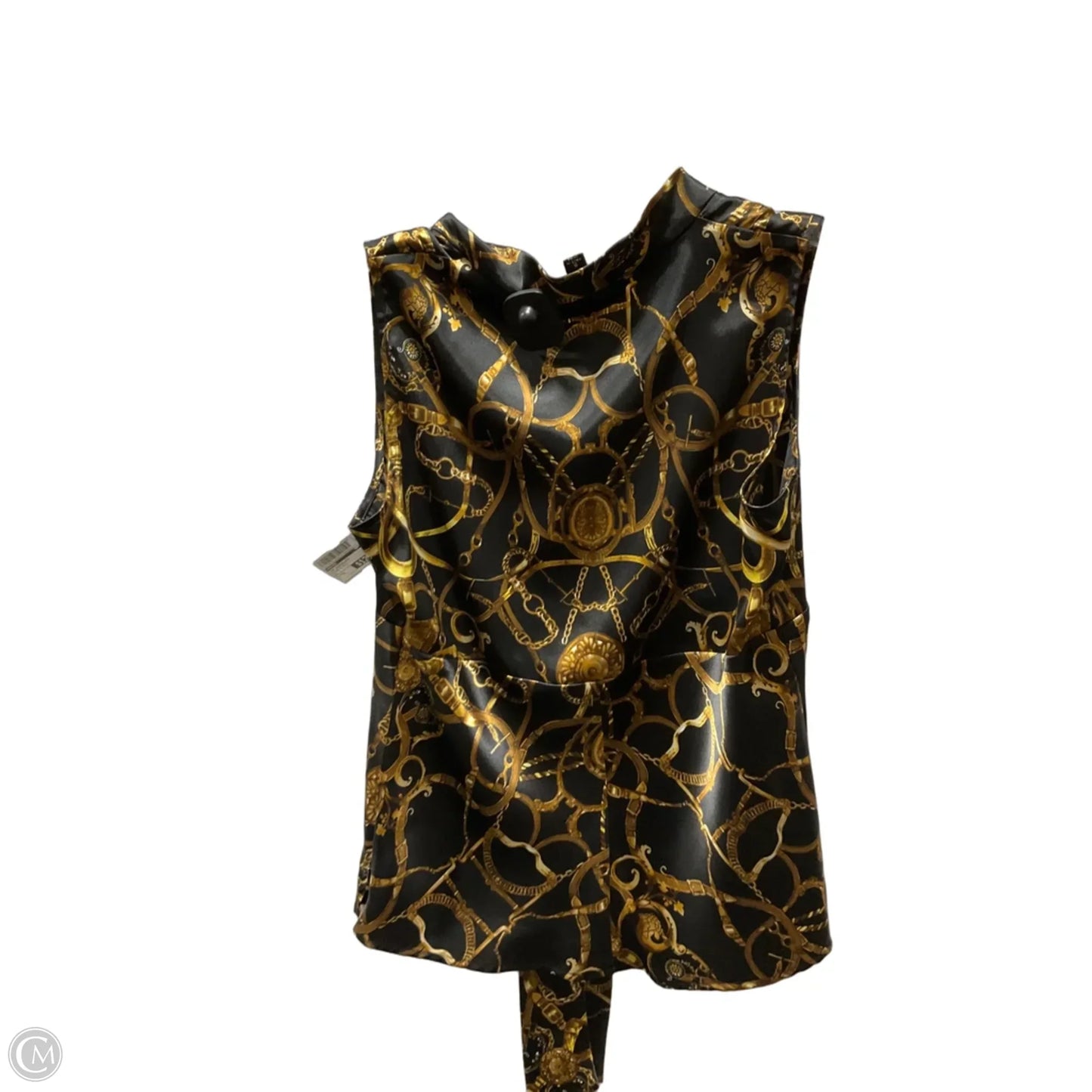 Top Sleeveless By Kasper In Black & Gold, Size: 8