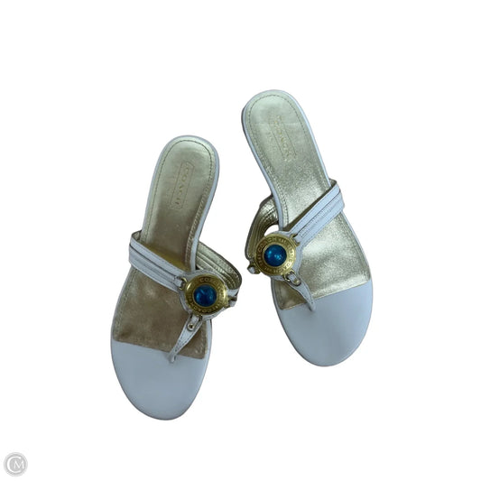 Sandals Designer By Coach In Gold & White, Size: 8