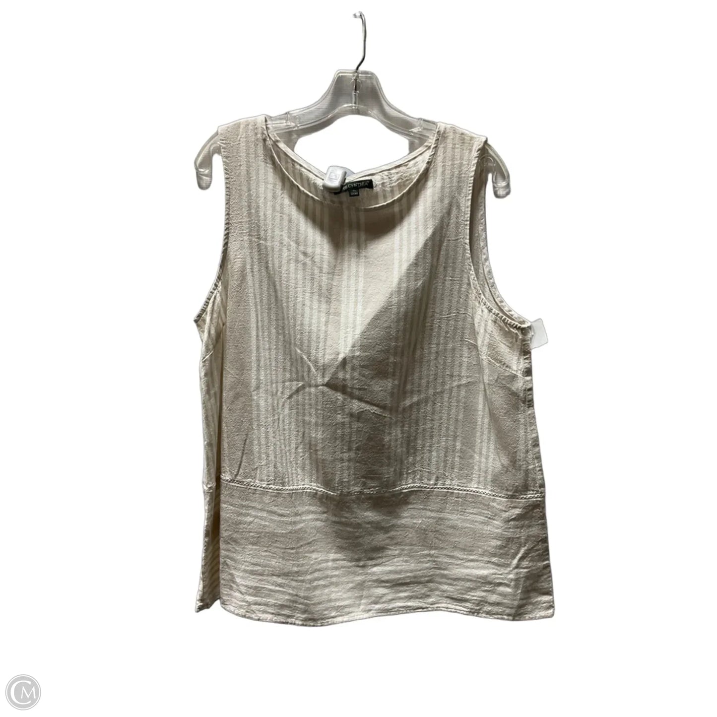 Top Sleeveless By For Cynthia In Tan & White, Size: Xl