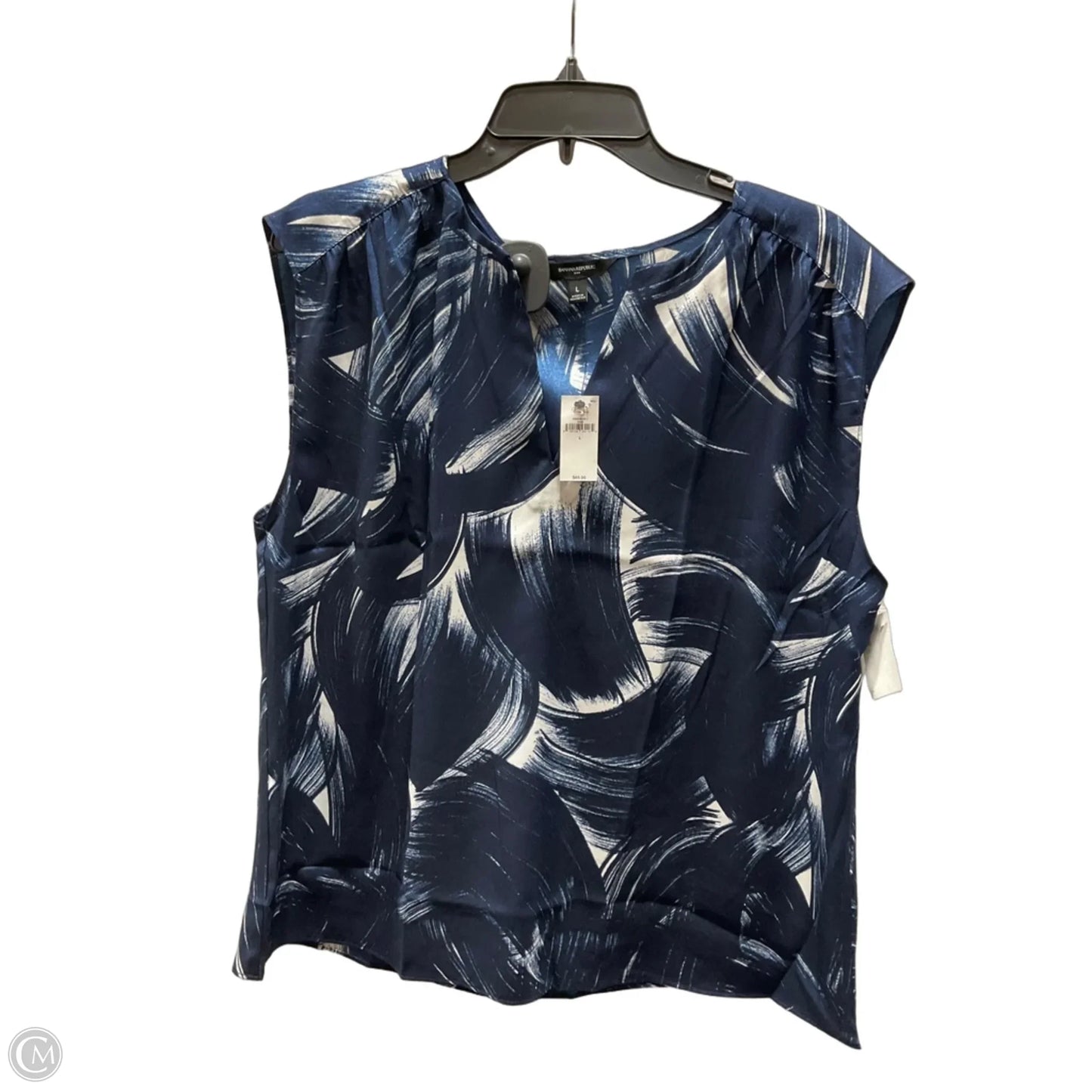 Top Sleeveless By Banana Republic In Blue & White, Size: L